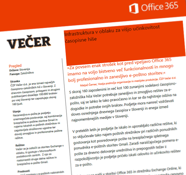 Kako je Večer d.d. izboljšal svoje poslovanje z Office 365