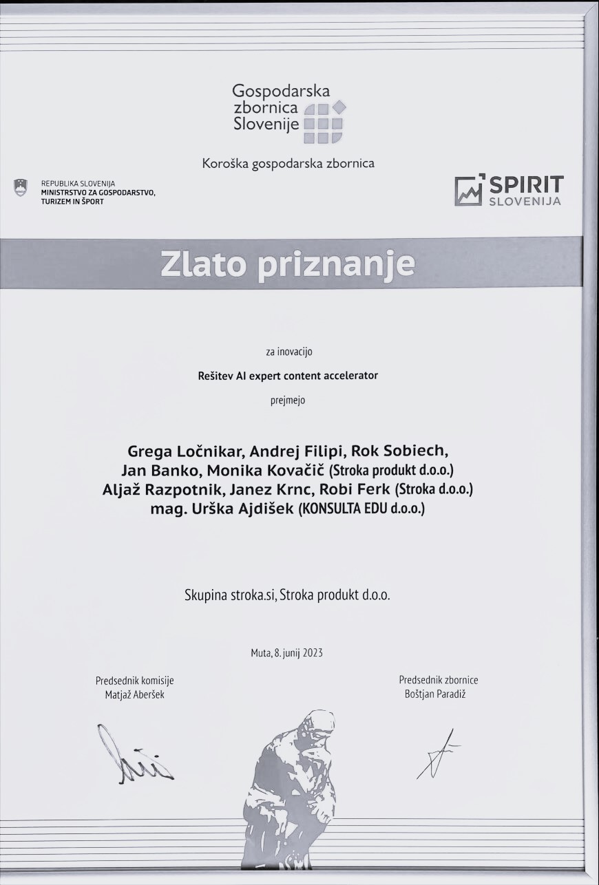 Zlato in srebrno priznanje za inovacije - GZS 2023